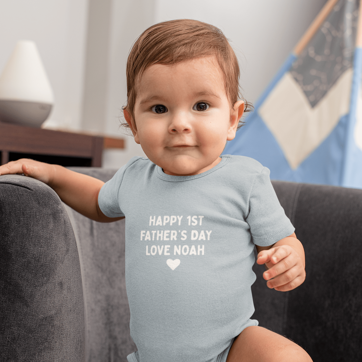 Happy 1st Father's Day Short Sleeve Baby Bodysuit - Hello Cherub