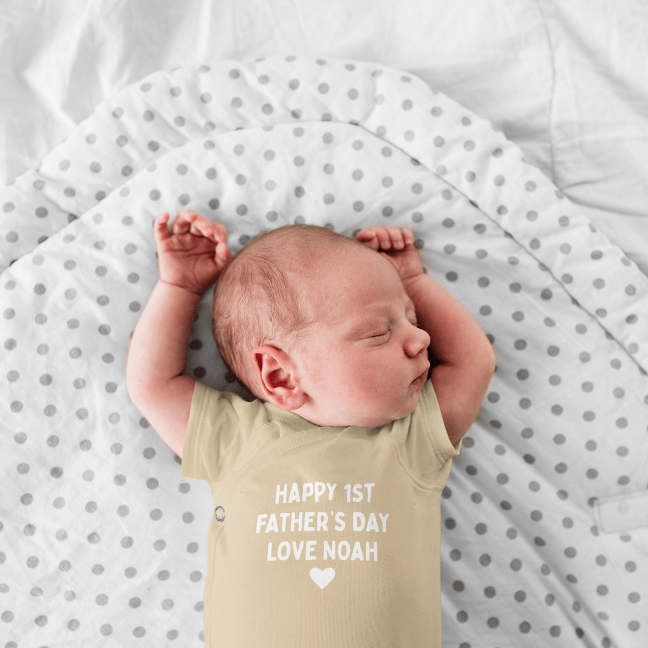 Happy 1st Father's Day Short Sleeve Baby Bodysuit - Hello Cherub
