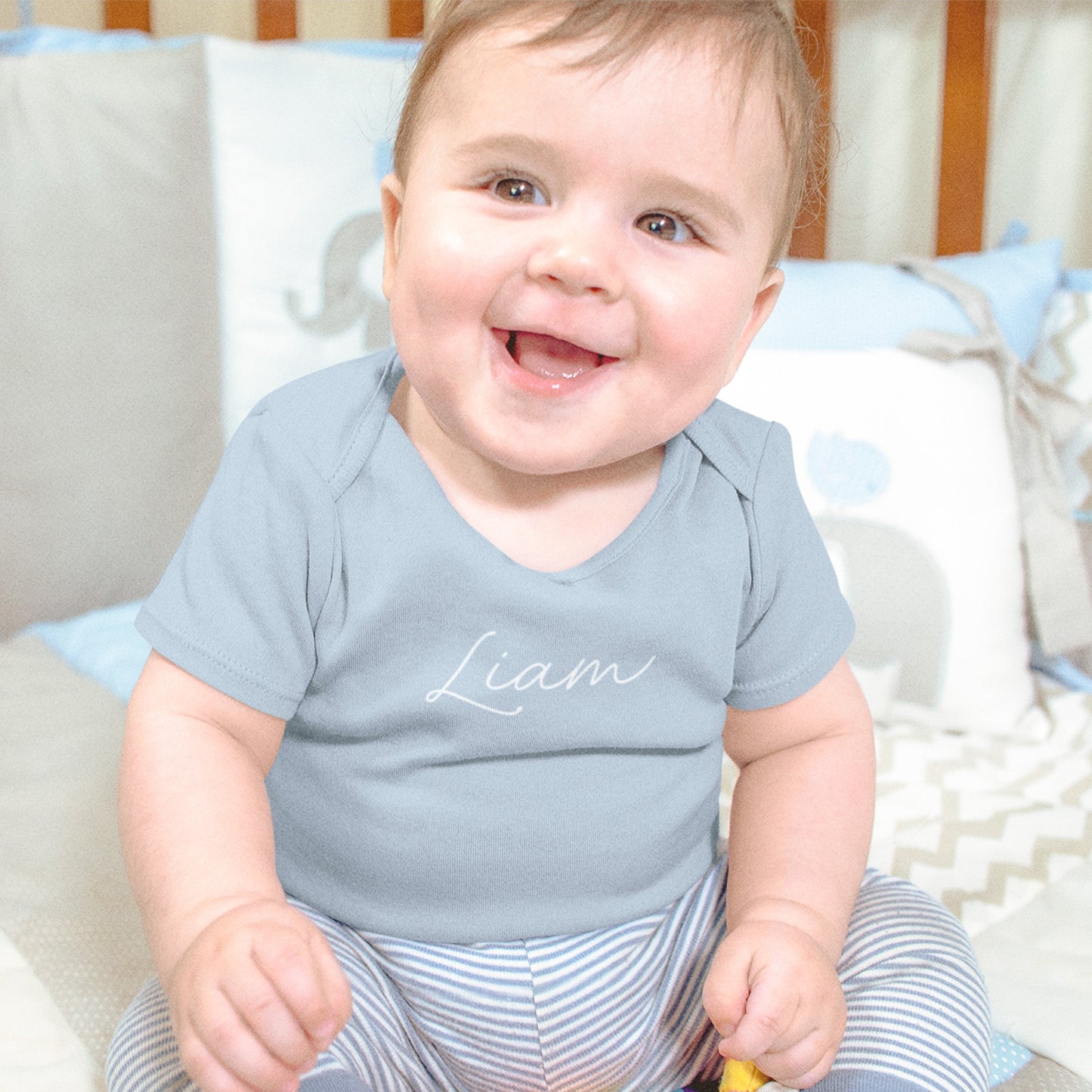 Personalised Name Short Sleeve Baby Bodysuit - Script - Hello Cherub