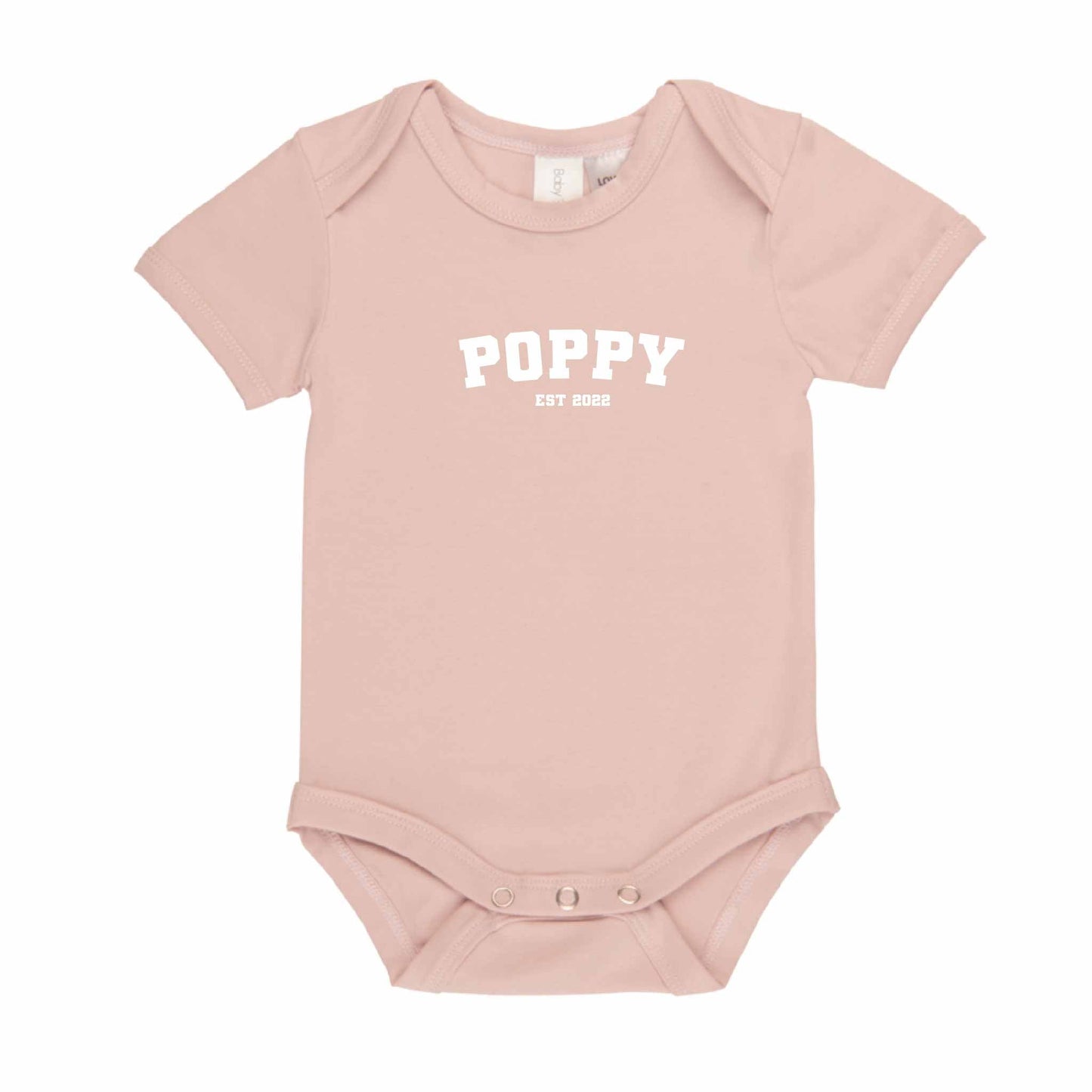 Personalised Name Short Sleeve Baby Bodysuit - Varsity - Hello Cherub