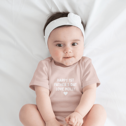 Happy 1st Father's Day Short Sleeve Baby Bodysuit - Hello Cherub