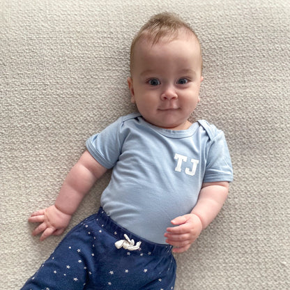 Personalised Initials Short Sleeve Baby Bodysuit - Varsity - Hello Cherub