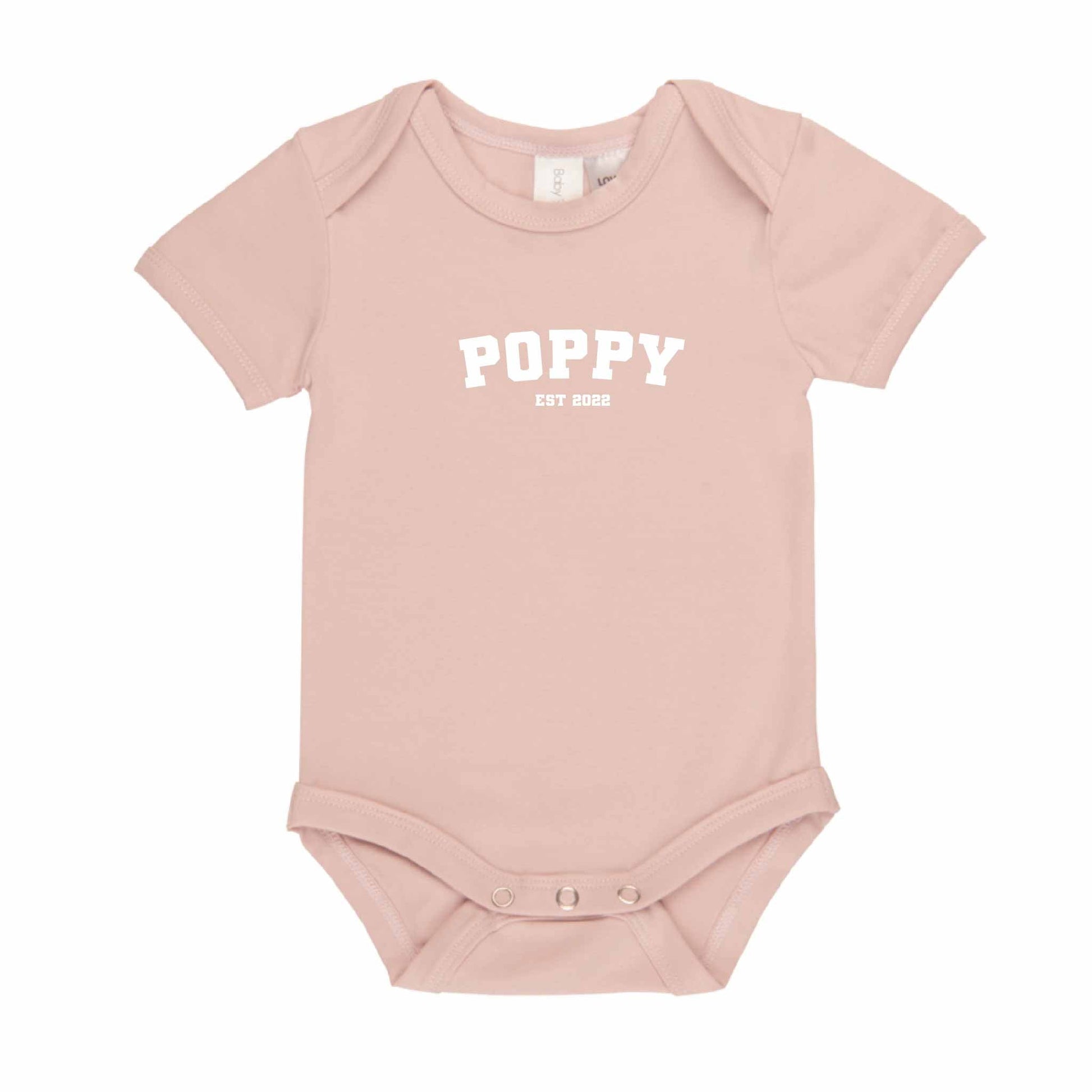 Personalised Name Short Sleeve Baby Bodysuit - Varsity - Hello Cherub